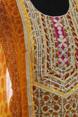 Yellow Cotton Printed Suit