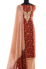 Red Cotton Printed Suit