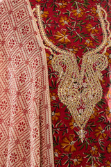Red Cotton Printed Suit