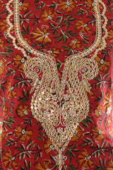 Red Cotton Printed Suit