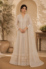 White Georgette Chikankari Anarkali