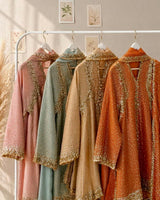 Peach Tissue Short Anarkali Set