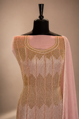 Pink Organza Sequins Suit