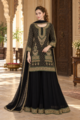 Black Burberry Chinnon Sharara  Suit