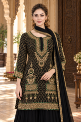 Black Burberry Chinnon Sharara  Suit