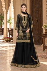 Black Burberry Chinnon Sharara  Suit