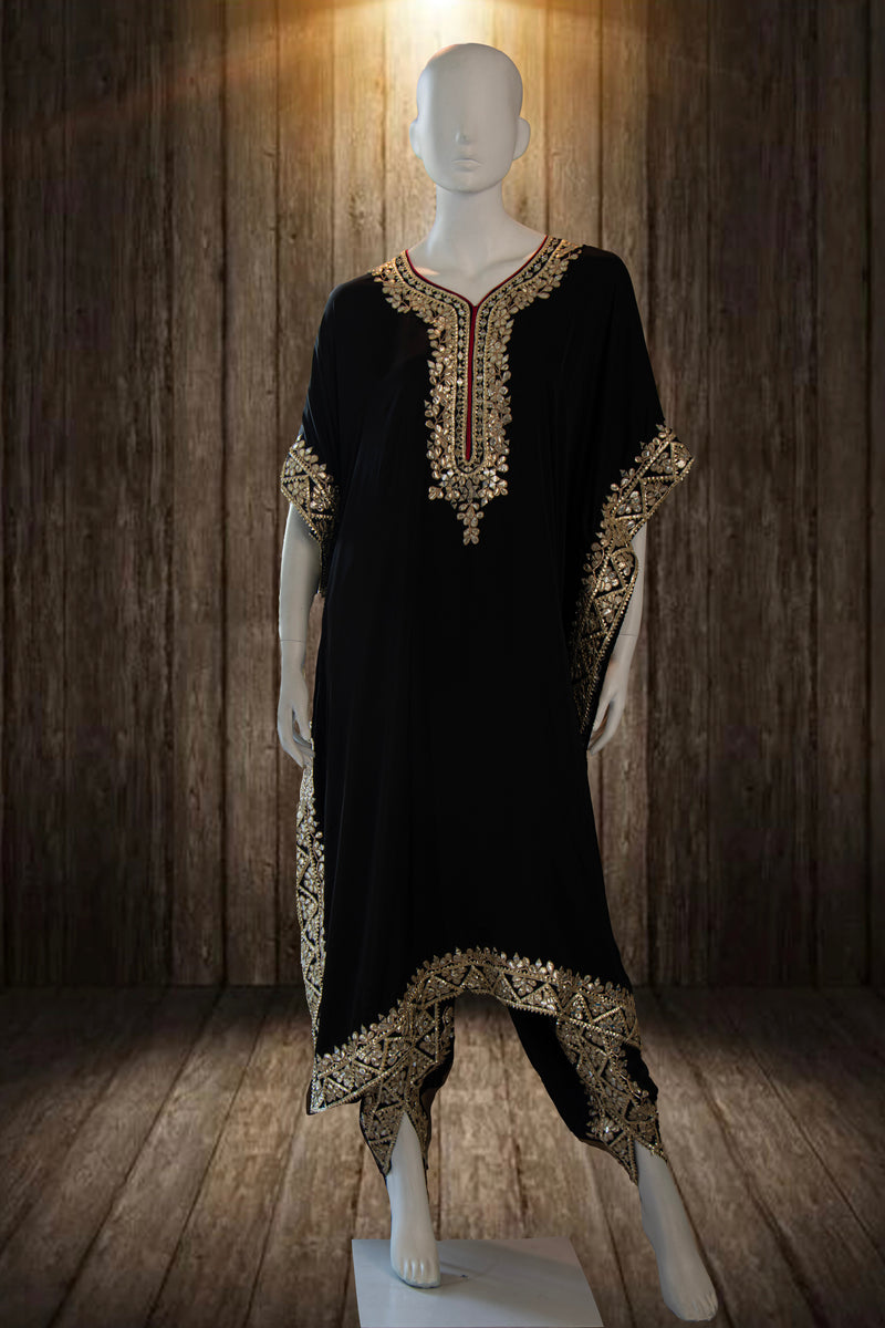 Black Crepe Kaftan Dress