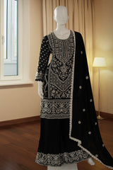 Black Chinnon Sharara Suit