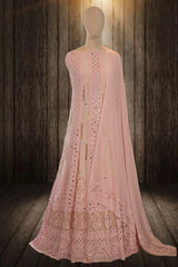 Pink Georgette Chikankari Anarkali