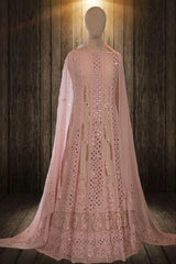 Pink Georgette Chikankari Anarkali