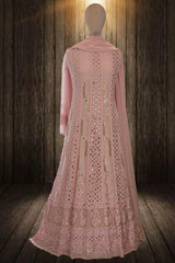 Pink Georgette Chikankari Anarkali