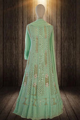 Sea Green Chikankari Anarkali