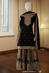 Black Chinnon Sharara Suit