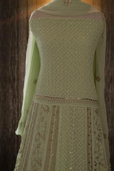 Sea Green Chikankari Anarkali