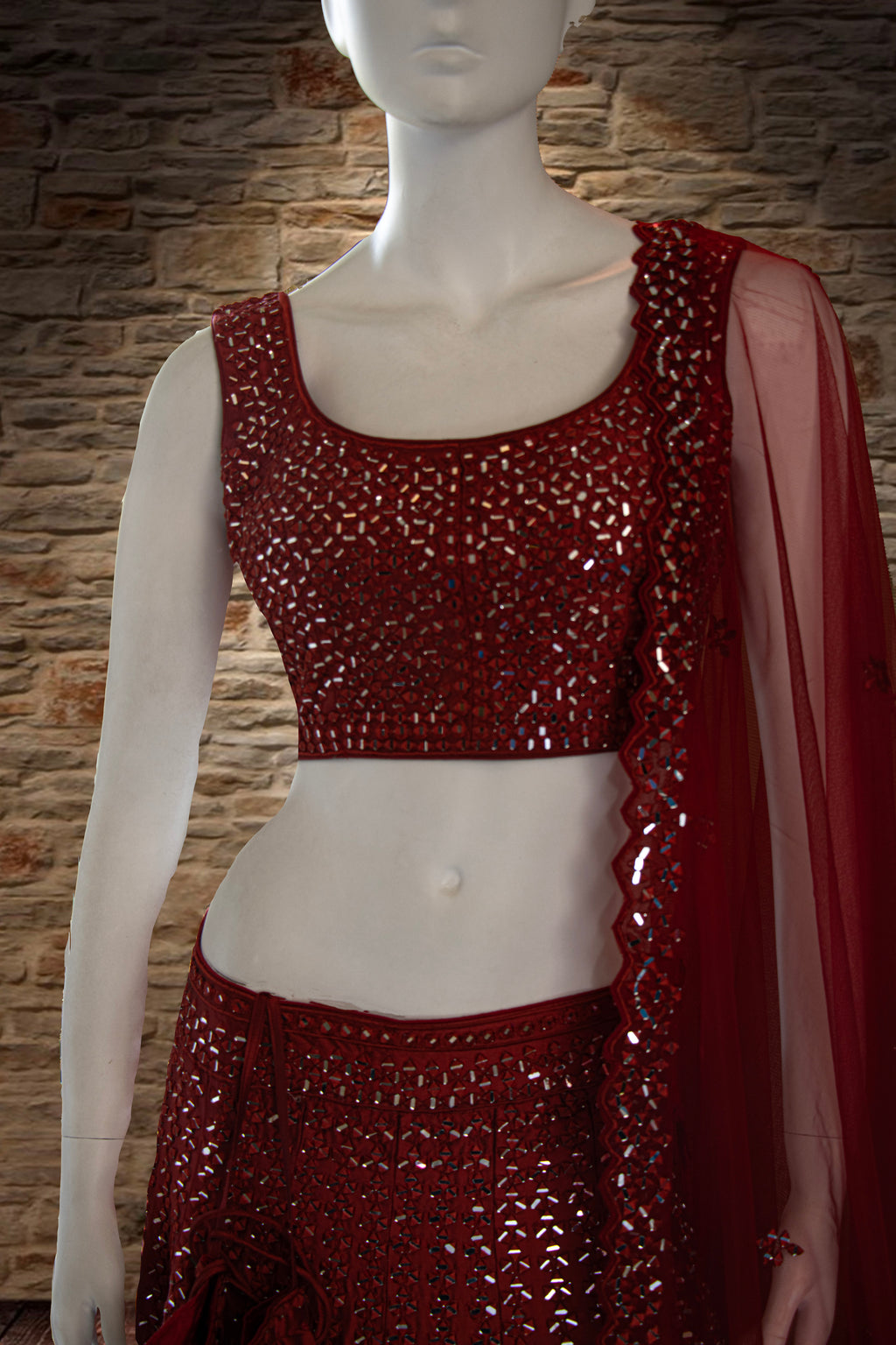 Maroon Dupian Silk Lehenga Set – Manjini