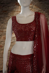 Maroon Dupian Silk Lehenga Set