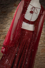 Maroon Dupian Silk Lehenga Set