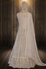 White Georgette Chikankari Anarkali