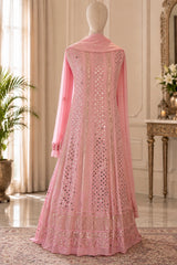Pink Georgette Chikankari Anarkali