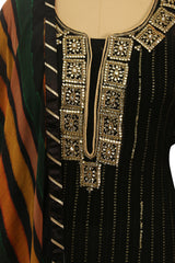 Black Georgette Sequins and Resham Work Suit