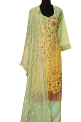 Olive Green Opara Silk Brocade Suit