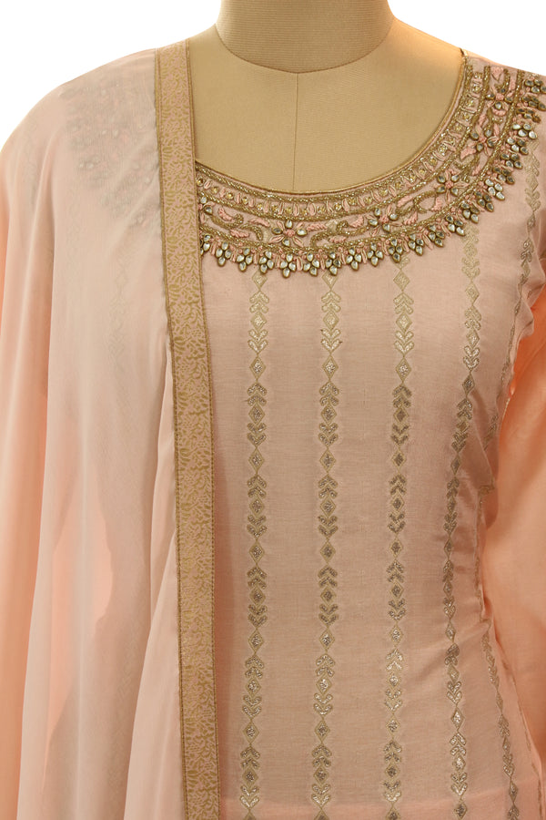 Pink Opara Silk Zari Work Suit