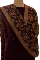Plum Crepe Multi Coloured Swarovski Suit