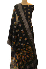 Black Banarsi Muga Silk Zari Weaved Suit