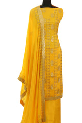 Yellow Opara Silk Zari and Swarovski  Work Suit