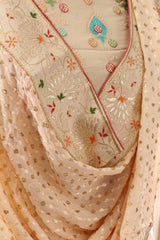 Peach Chinnon Embroidered Suit