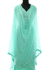Teal Green Georgette   Embroidered Suit
