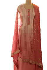 Pink Opara Silk Sequins Work Suit